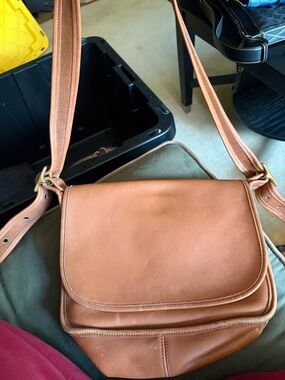 Coach Leather Crossbody Bag in Cognac Tan